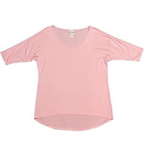 Matilda Jane Lite Peach Pink 1/2 Sleeve Flowy Hi Lo Scoop Neck Lightweight Top M